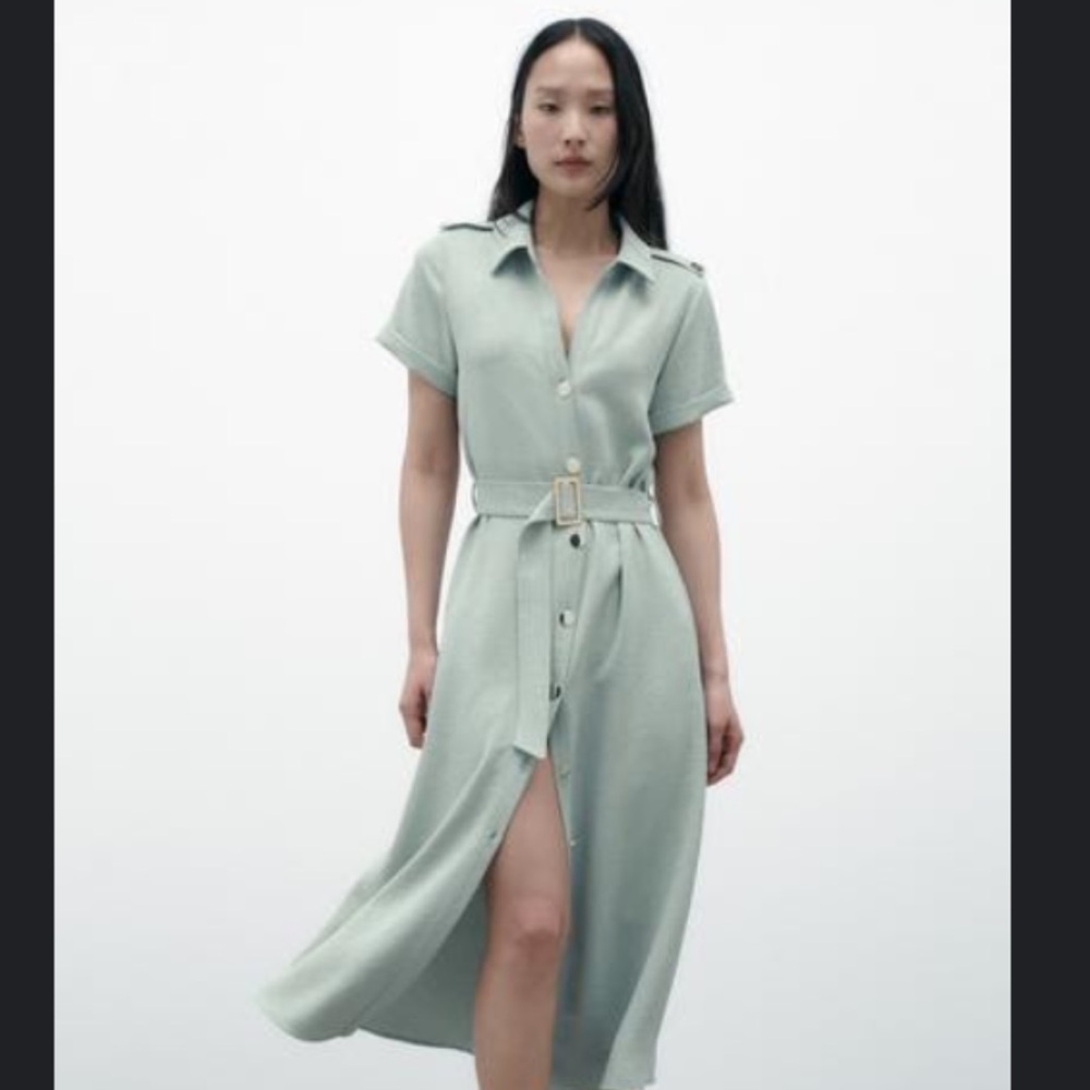 Zara Mint Green Shirt Dress